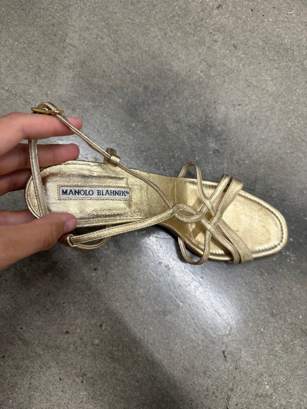 Gold Manolo Blahnik Strappy Heels